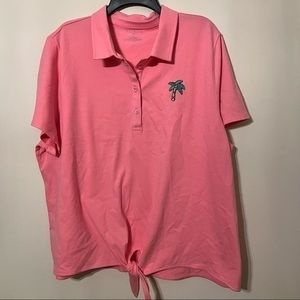 Talbots size 3X pink tie front polo shirt